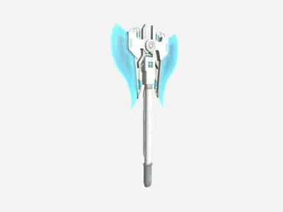 SciFi War Axe B02 White Blue - Sci Fi Weapon Design Low-poly 3D model