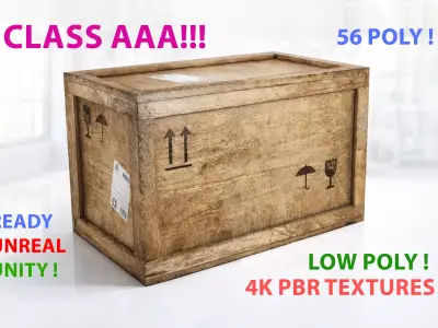wooden crate PBR 4K Low-poly 3D model 11