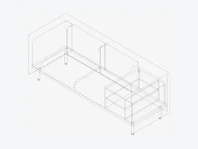 Sofa - Contemporary - Flame - Medium - Corner Shelf Low-poly 3D model