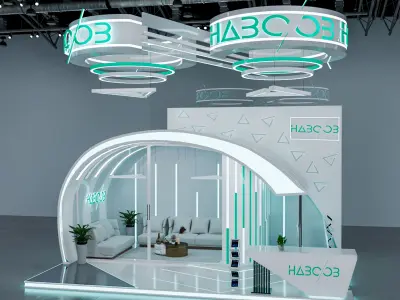 booth 6x8 three  side open and one side close  3D model