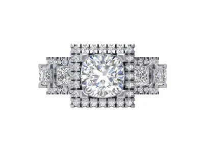 Cushion Art deco Ring 3D print model