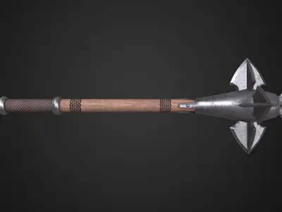 Medieval mace Low-poly 3D model 9