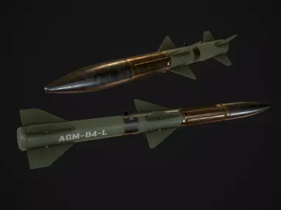 Projectile game ready model military missile Low-poly 3D model