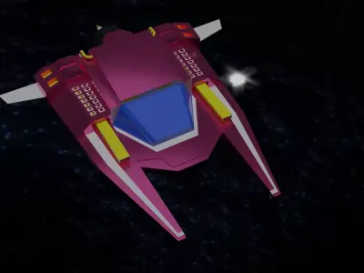 Spaceship flying in sky 3D model