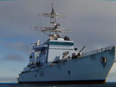 destroyer ship Low-poly 3D model by ayodb3d