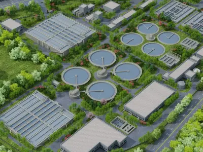 Wastewater treatment filtration plant 3D model buy