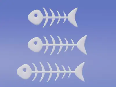 Cartoon Fish Bones Collection 3D model