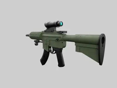 Assault rifle Low-poly 3D model 12
