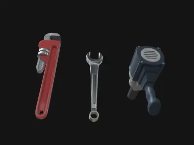 drill wrenches and pliers 3D model
