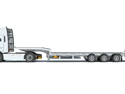 Truck with Platform Trailer 3D model