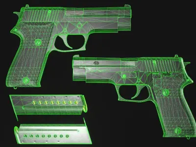 SIG Sauer P220 9mm - Pistole 75 - Minebea P9 - Game Asset Low-poly 3D model