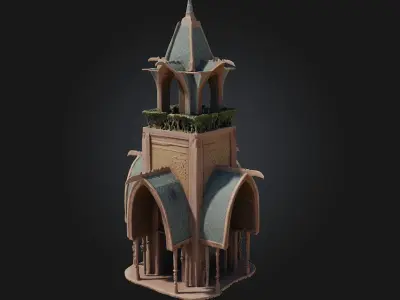 Elven Tower A Graceful Spire of Ancient Magic 3D model
