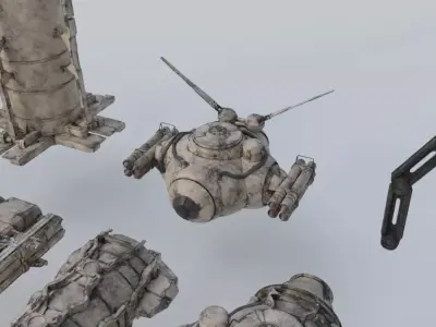 SCI FI Kitbash incl procedural shader Free low-poly 3D model