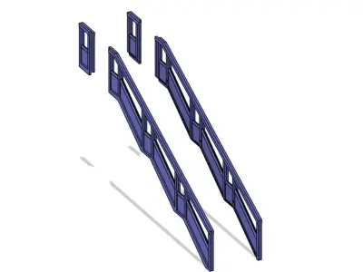 Model Railway Modern Footbridge with Lift Central Steps Add-on 3D print model