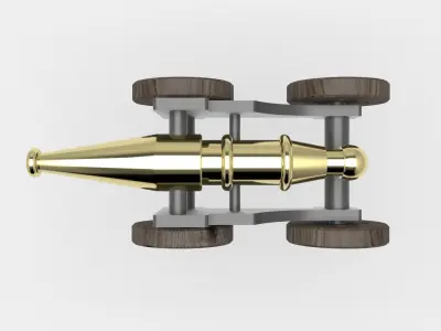 Cannon on wheels 3D model