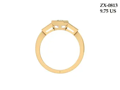 Solitair 3 Stone Ring 3D print model 4