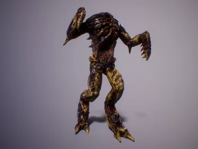 Alien PBR Game Character with LOD Low-poly 3D model
