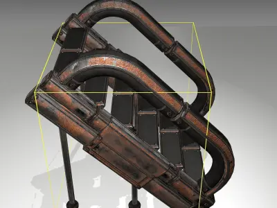 Futuristic Stairs - 12 - Rusty Textures Low-poly 3D model