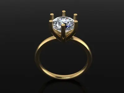 Dainty Solitaire 6 Prong Engagement Ring 8MM 3D print model