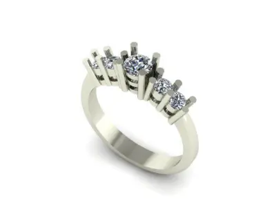 Solitair 5 Stone Ring 3D print model