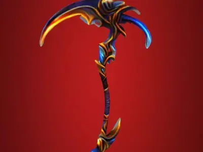 Fire Element Scythe Low-poly 3D model