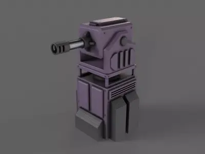 PBR Turret Gun 01 Purple Low-poly 3D model