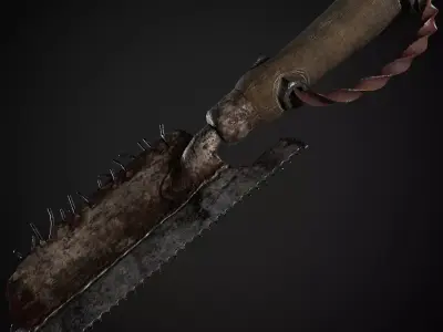 Post Apocalyptic Weapons - Trowel Hatchet Low-poly 3D model