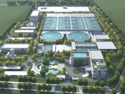 Wastewater treatment filtration plant 3D model purchase