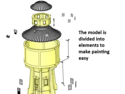 Austrian Water Tower Graz 1-87 resin 3D print model