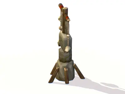 Handpaint Cartoon Stone Memorial Totem Symbol Low-poly 3D model purchase