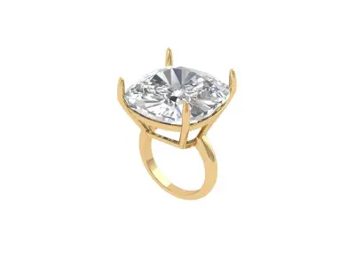 Cushion Solitaire Ring 3D print model 5