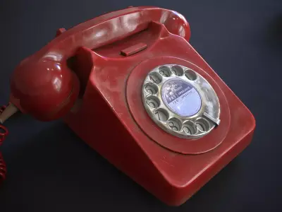 Vintage Telephone Rotary Low-poly 3D model