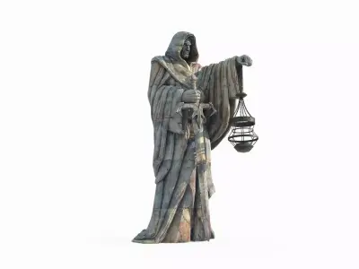Ancient figure lantern statue 3D model