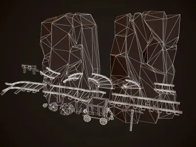 LowPoly MineAssets wheelbarrow Low-poly 3D model