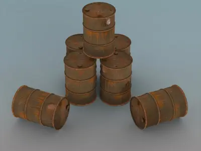 Barrel Set rusty barrels - rusty barrels 3D model