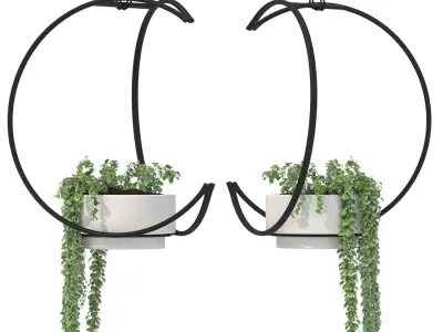 Metal Hanging Plants 04 3D model