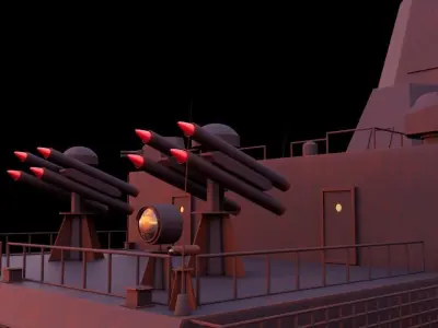 light cruiser  steampunk fantasy Low-poly 3D model