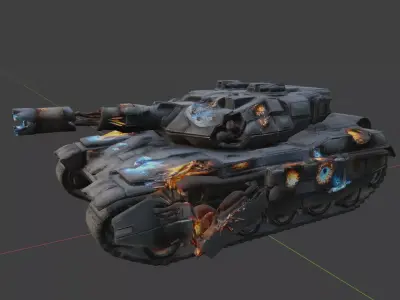 Heavy Sci-Fi Tank - Destroyed Wreck Game Ready PBR Low-poly 3D model