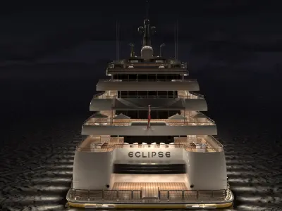 Eclipse Superyacht Night Scene 3D model