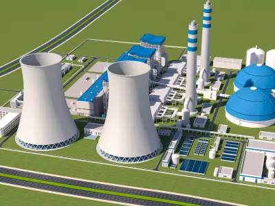 Modern factory - oil refinery - power plant 3D model purchase