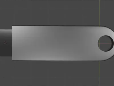 Simple USB Flash - Metallic Body Low-poly 3D model