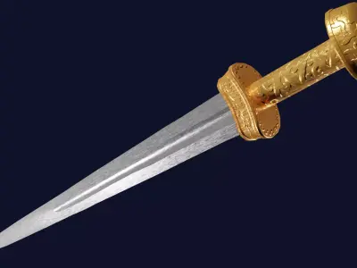 Excalibur sword with Langsax handle Low-poly 3D model