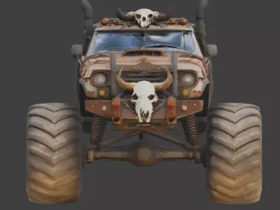 Post-Apocalyptic Rebel Monster Truck 3d Low-poly 3D model