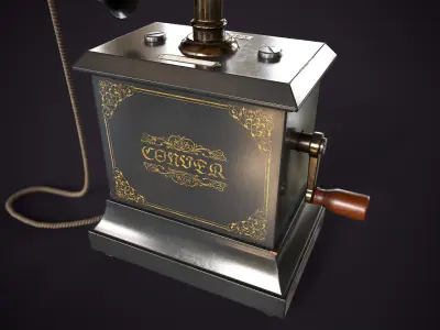 Old vintage telephone Low-poly 3D model
