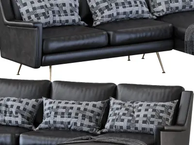 Carlo Mid-Century 2-Piece Chaise Sectional 3D model