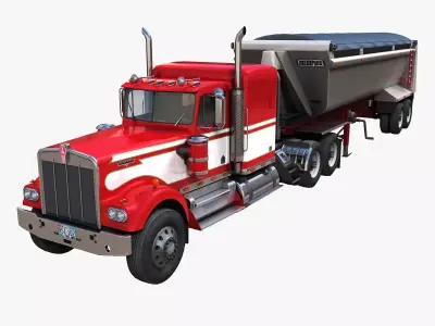 Kenworth W900A dump trailer Low-poly 3D model