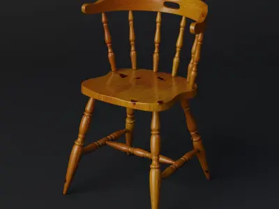 Antique Chair Low-poly 3D model