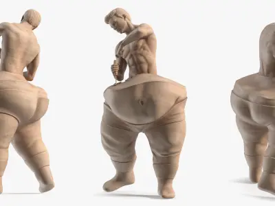 Self Made Man Sculpture Wooden 3D model