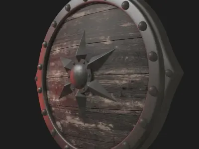 Medieval wooden Shield 3D model  Low-poly 3D model