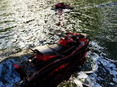 Jetski sci-fi red-black detailed model 3D on Blender 3D model